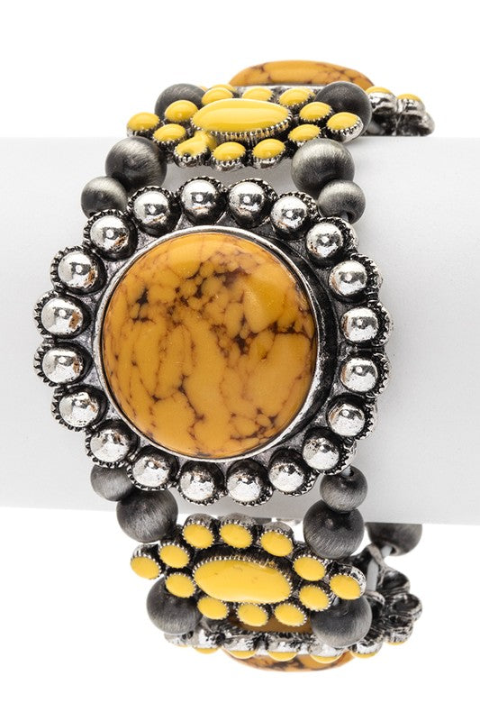 Pressed Stone Western Stretch Bracelet