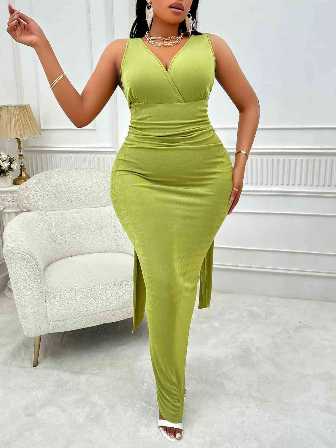 Becca Plus Size Backless Ruched Dress