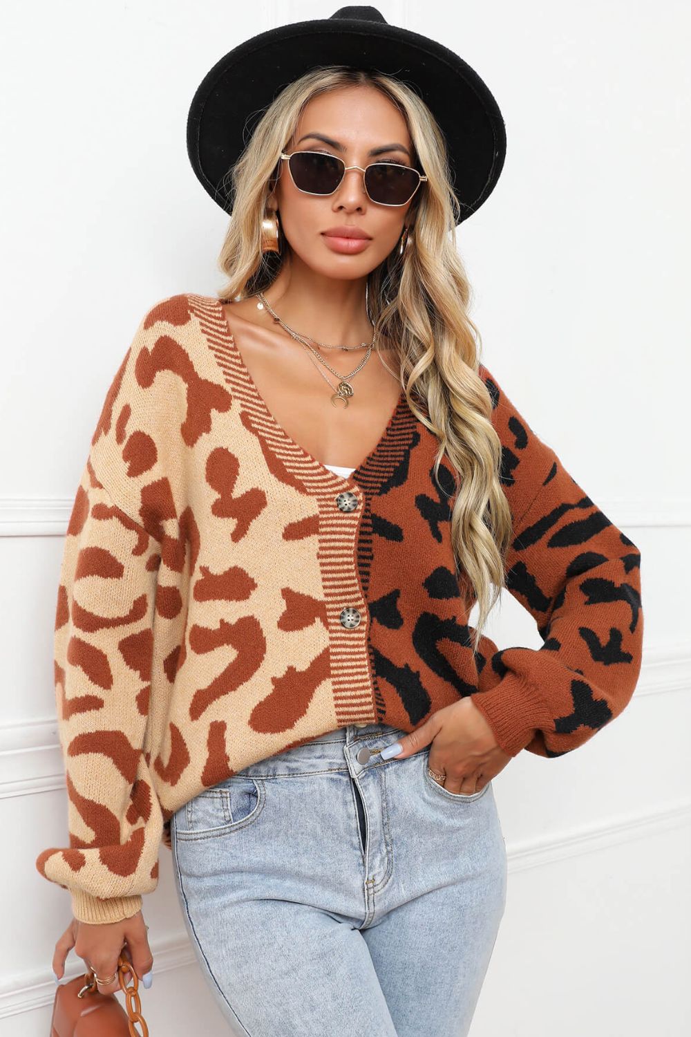 Kara Leopard Button Front  Cardigan