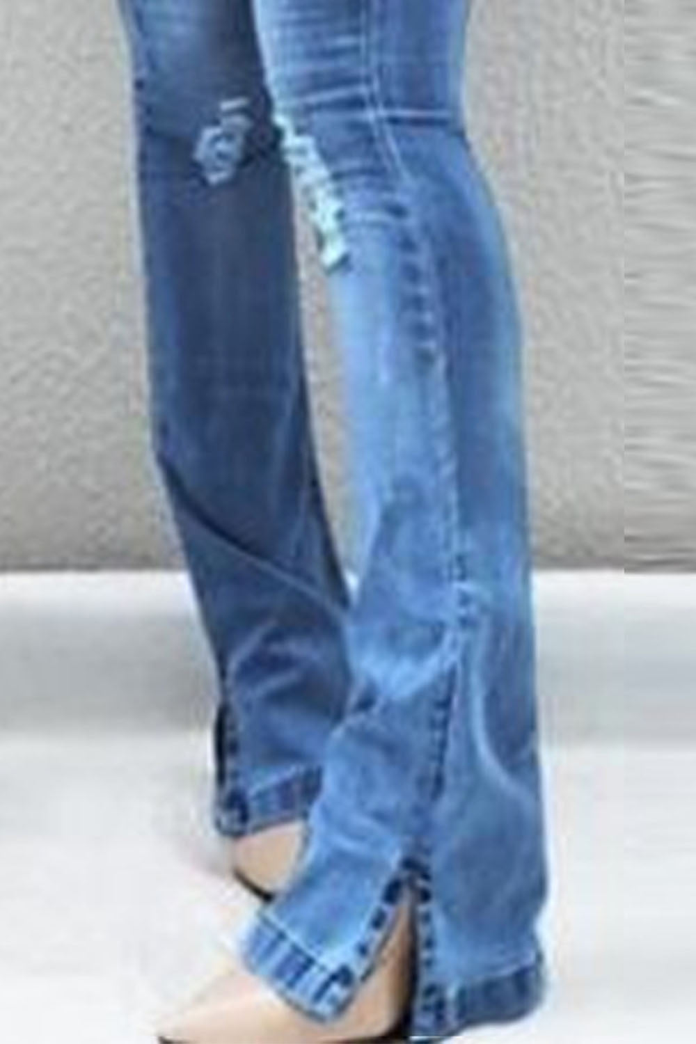 Sarah Button Fly Slit Jeans