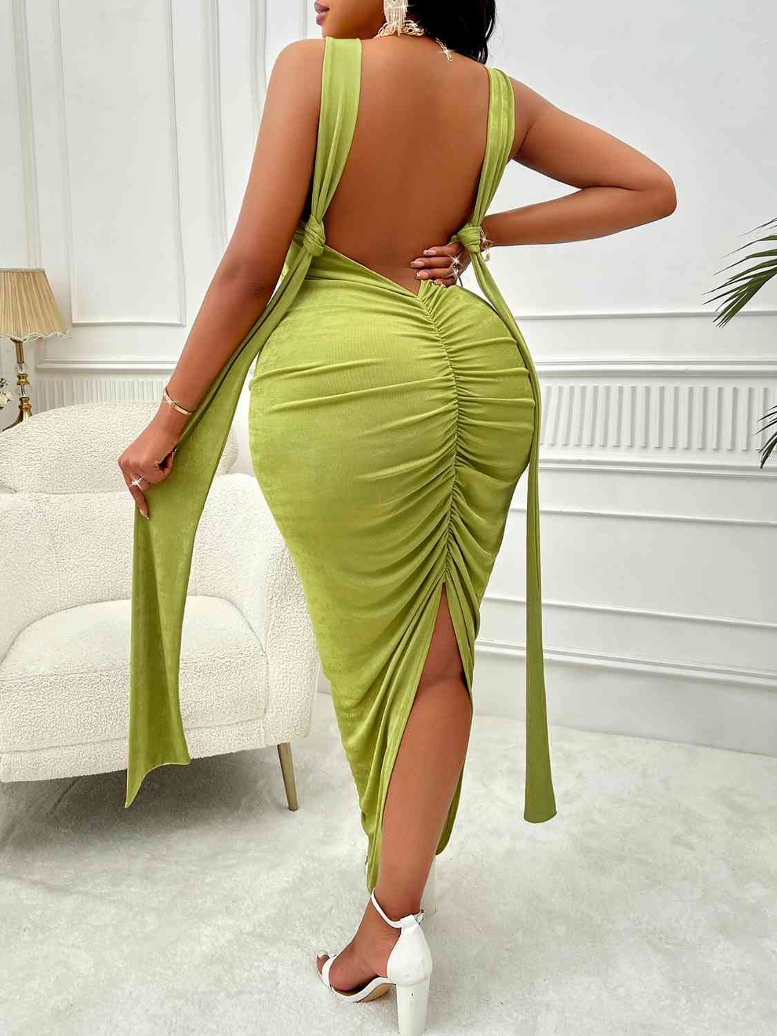 Becca Plus Size Backless Ruched Dress